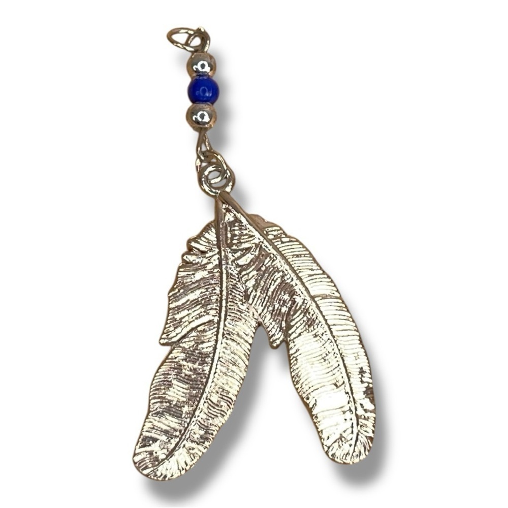 Silver Beaded Feather Charm Native Tribal Jewelry Making